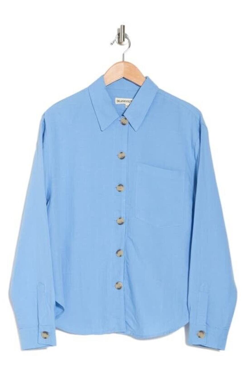 BLANKNYC Solid Linen Blend NWT Shirt blue size XL (b4)